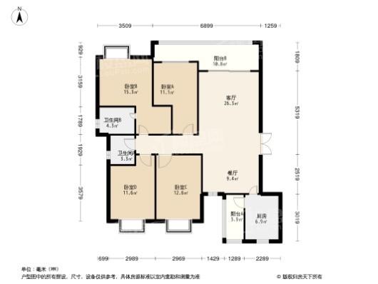 建工半山郡4居室户型图