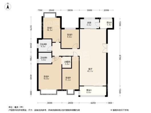 龙湖景粼玖序4居室户型图