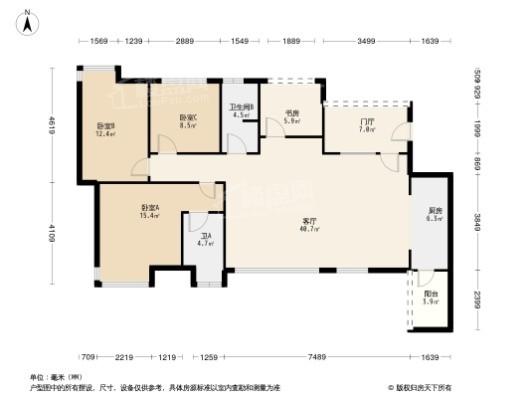 财信北岸江山国兴北岸江山4居室户型图 4室1厅2卫1厨