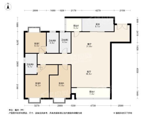 佳兆业·滨江四季3居室户型图