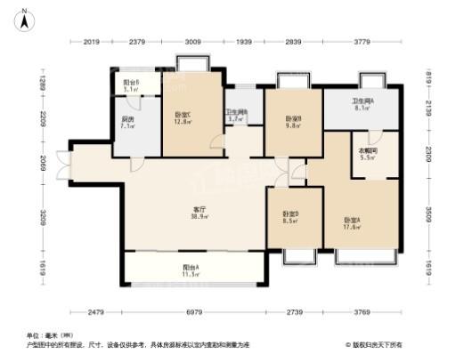 中粮中央公园祥云4居室户型图