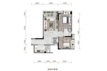 喜福里B2户型 2室2厅1卫1厨