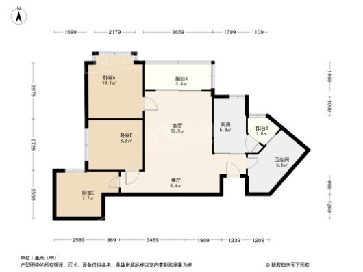 恒大世纪梦幻城3居室户型图