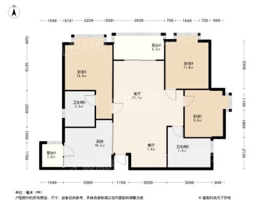 恒大世纪梦幻城3居室户型图