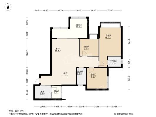 裕城·长江著2居室户型图