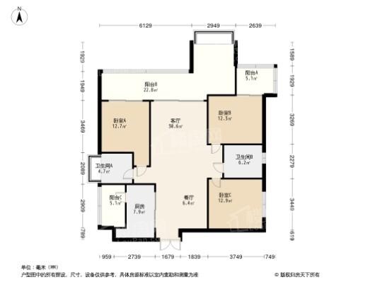 裕城·长江著3居室户型图