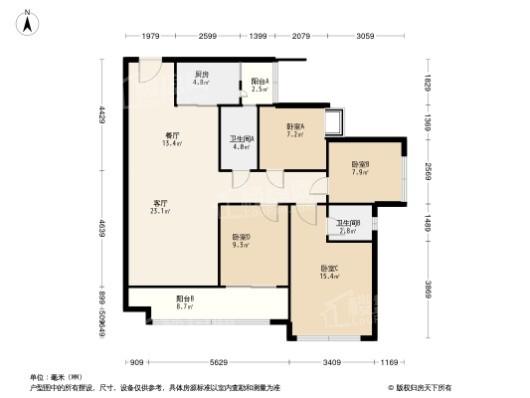 裕城·长江著3居室户型图