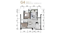 金科天壹府G4户型建面约70.38平 2室2厅1卫1厨