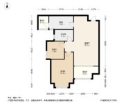 恒大未来城套内63平米户型 2室2厅1卫1厨