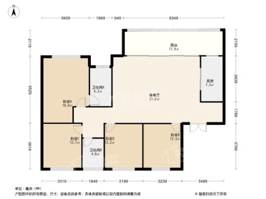 万云府4居室户型图