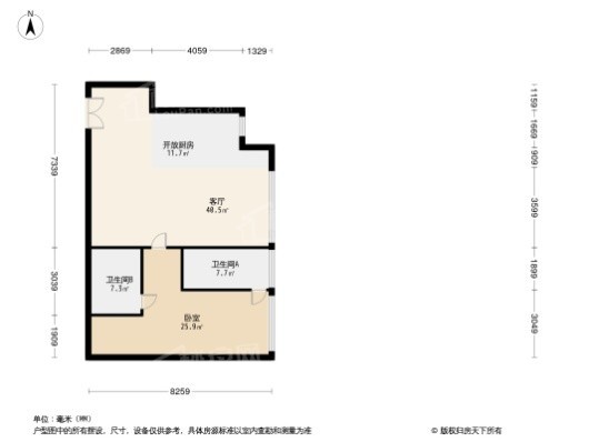 龙湖·唐宁ONE1居室户型图