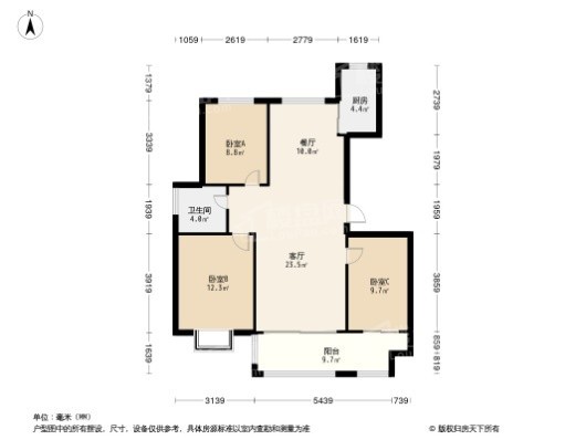 桂龙学府3居室户型图