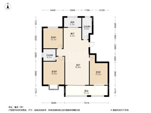 桂龙学府3居室户型图