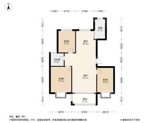 桂龙学府3居室户型图