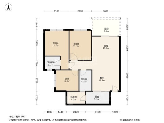 3室2厅2卫  102.63㎡