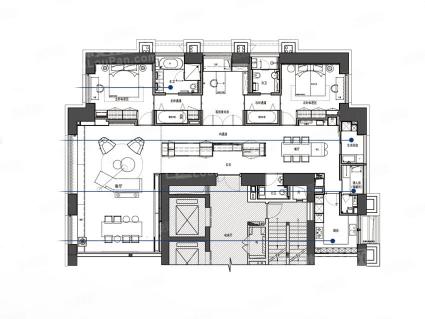 建面约270㎡ 户型， 4室2厅3卫1厨