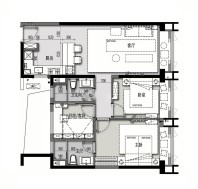 B户型3室2厅2卫建筑面积约：105㎡