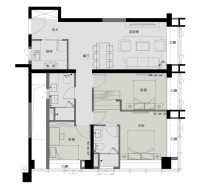 C户型在售3室2厅2卫建筑面积约：118㎡