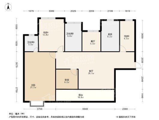 金地·格林世界3居室户型图