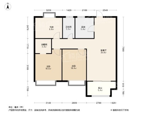 华建溪棠3居室户型图