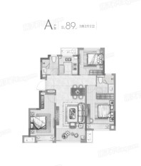 东亚东原·满庭芳A户型 3室2厅2卫1厨