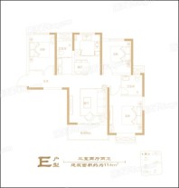 科弘·国风龙樾E户型 3室2厅2卫1厨