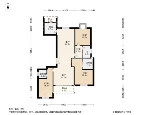 中海建国里3居室户型图