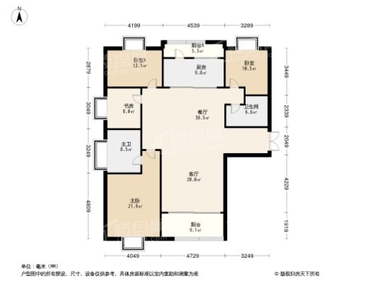 中海建国里4居室户型图