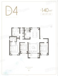 大华朗香公园里D4户型140㎡ 4室2厅2卫1厨