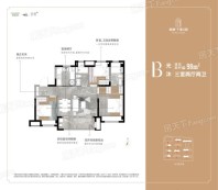 新城千禧公园B光沐98㎡ 3室2厅2卫1厨