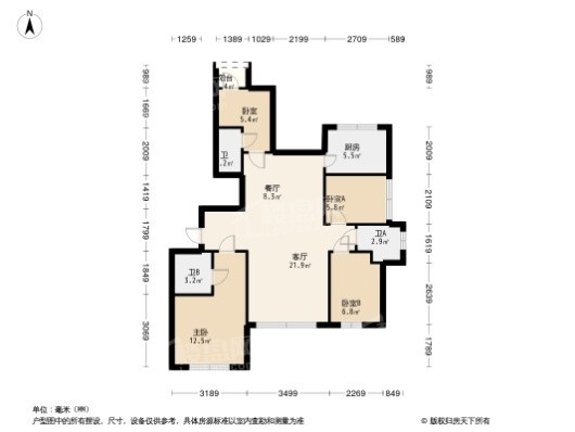 高尚领域4居室户型图