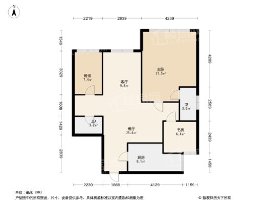高尚领域3居室户型图