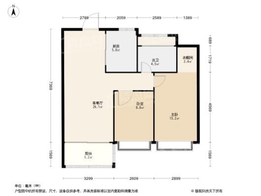 南桥金茂悦2居室户型图