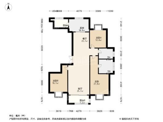 瑞虹新城天悦郡庭3居室户型图