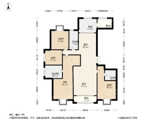 瑞虹新城天悦郡庭4居室户型图