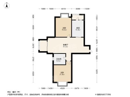 瑞虹新城天悦郡庭2居室户型图