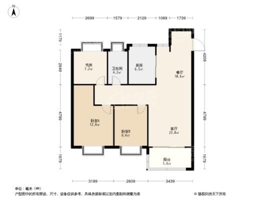 海玥虹桥金茂悦3居室户型图