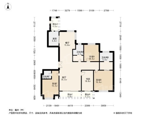 尚海郦景名苑4居室户型图