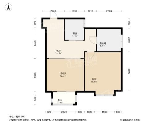 东苑新天地公寓1居室户型图