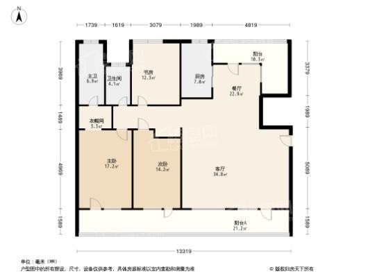 浦江华侨城8期叠院H户型 174.86平 3室2厅2卫1厨