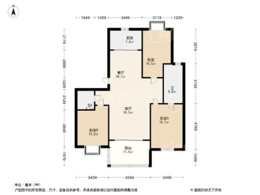 绿宝锦庭3居室户型图