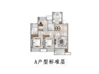 上海龙湖天曜A户型：约100㎡ 3房2厅2卫 3室2厅2卫