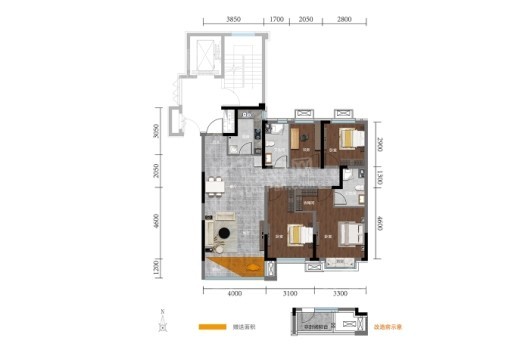 富禹天玺C户型高层115㎡ 4室2厅2卫1厨