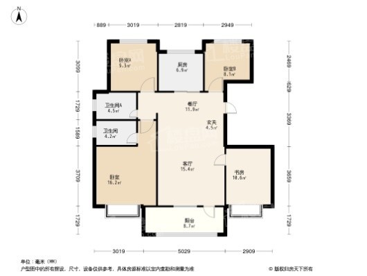 中国铁建·御水澜湾4居室户型图