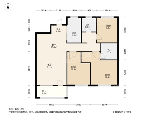 华润置地|静安府3居室户型图