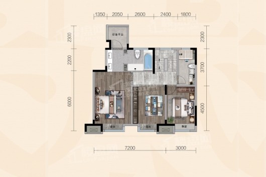 荣盛华府叠拼4层 4室2厅3卫1厨