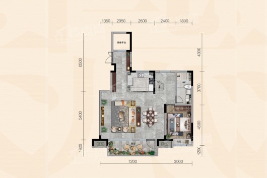 荣盛华府叠拼1层 4室2厅3卫1厨