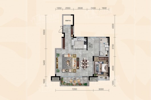 荣盛华府叠拼5层 4室2厅3卫1厨