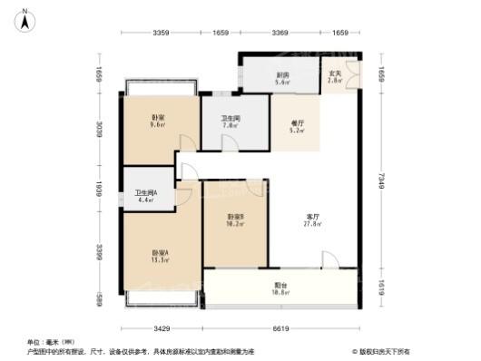 荣盛华府3居室户型图