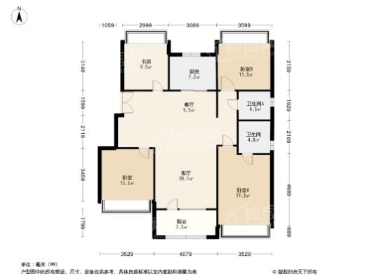 荣盛华府4居室户型图